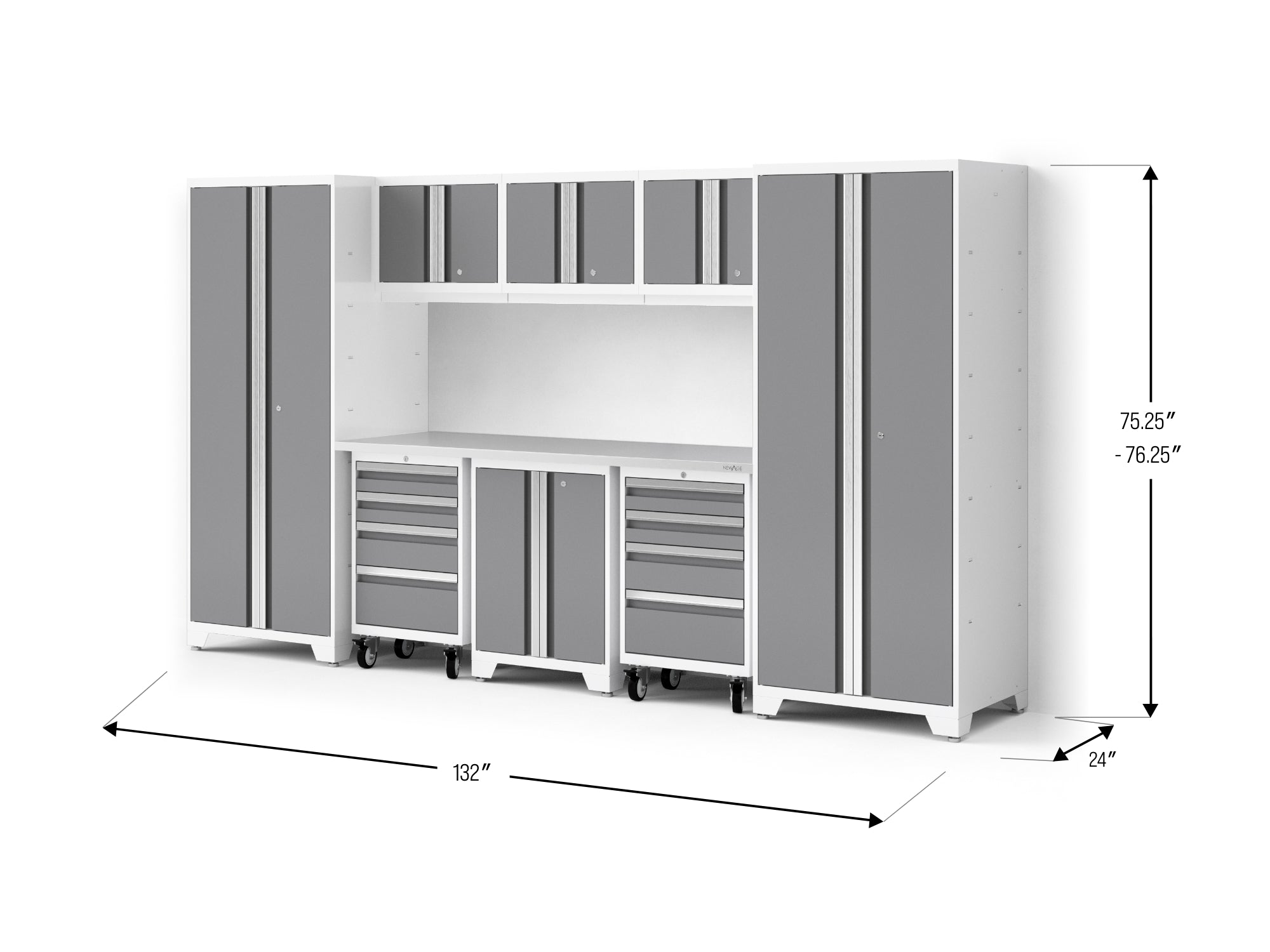 Bold XL 9-Piece Garage Cabinet Set Extra-Deep Steel Storage