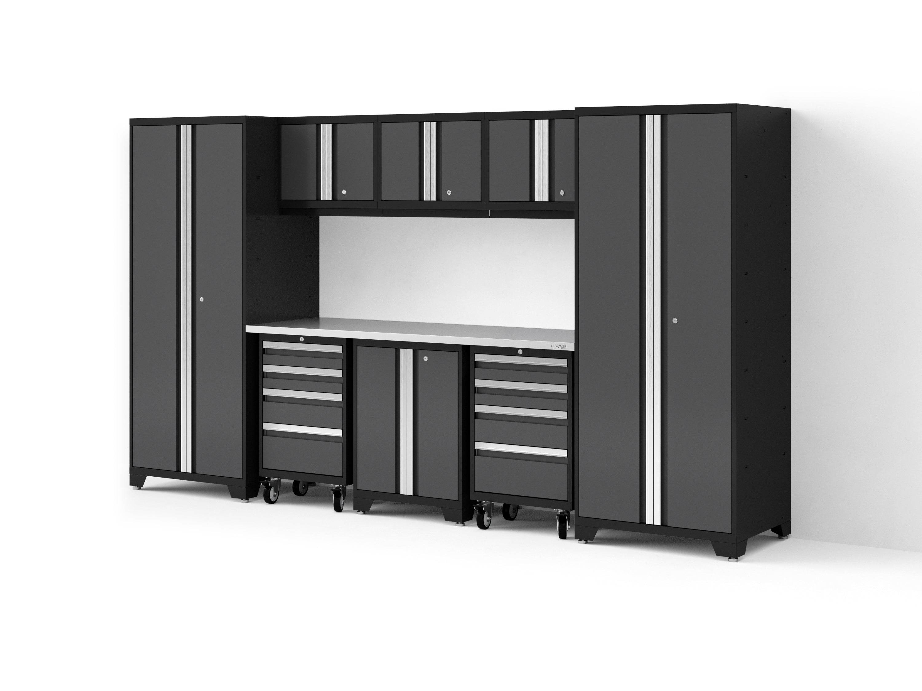 Bold XL 9-Piece Garage Cabinet Set Extra-Deep Steel Storage