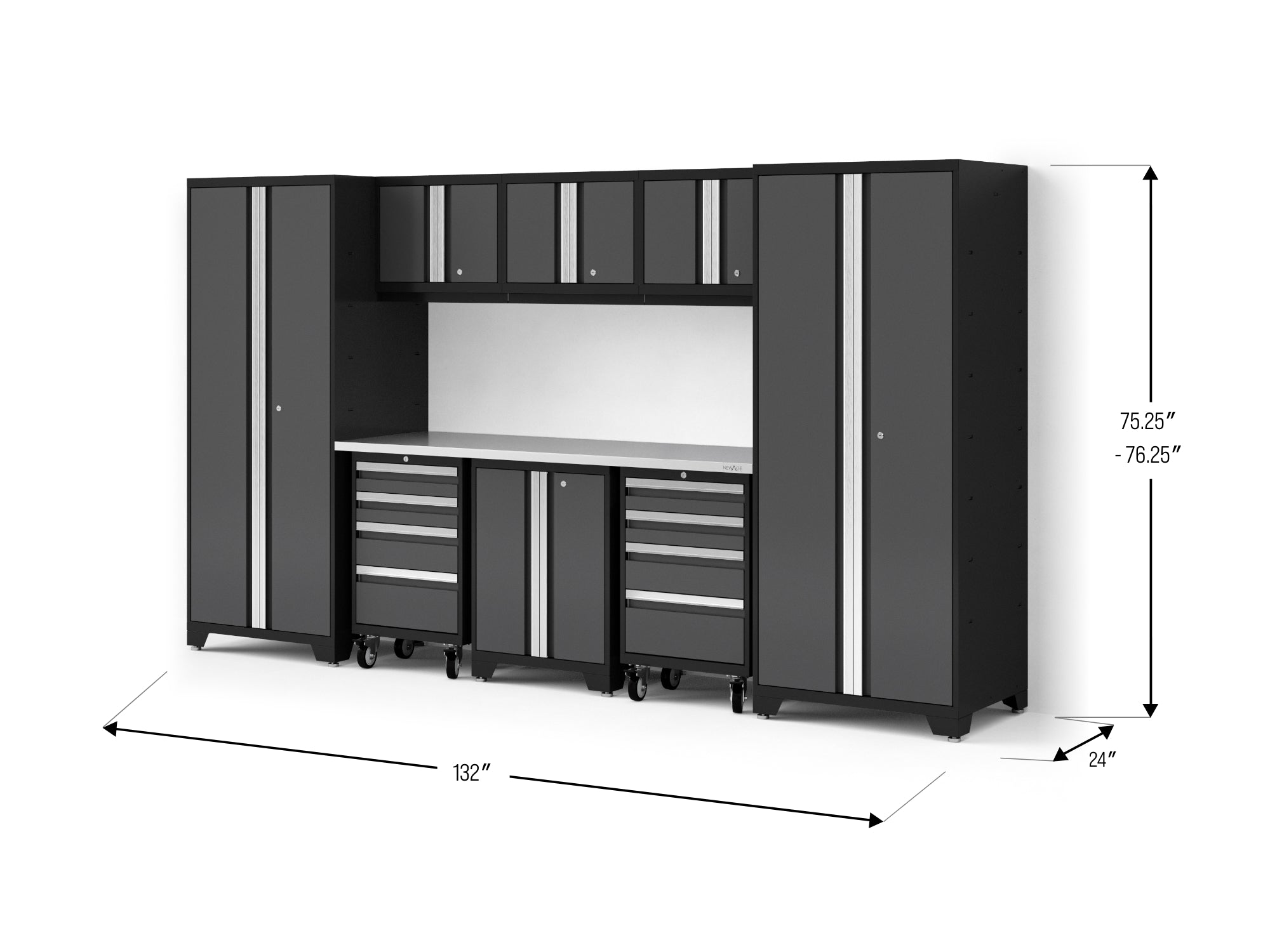 Bold XL 9-Piece Garage Cabinet Set Extra-Deep Steel Storage