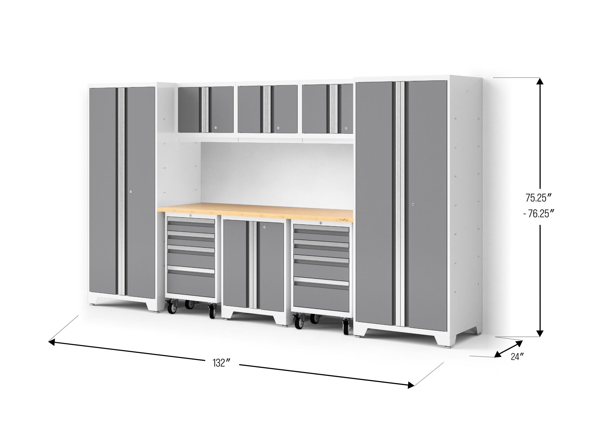 Bold XL 9-Piece Garage Cabinet Set Extra-Deep Steel Storage