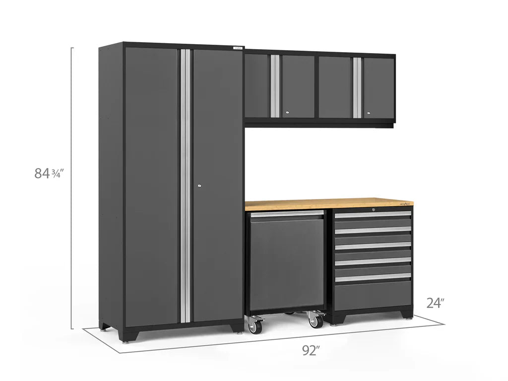 NewAge Garage Cabinets PRO Series Grey 6-Piece Set with Bamboo Top - 55975