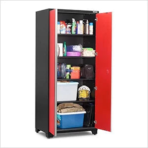 NewAge Garage Cabinets PRO Series Red 9-Piece Set with Bamboo Top
