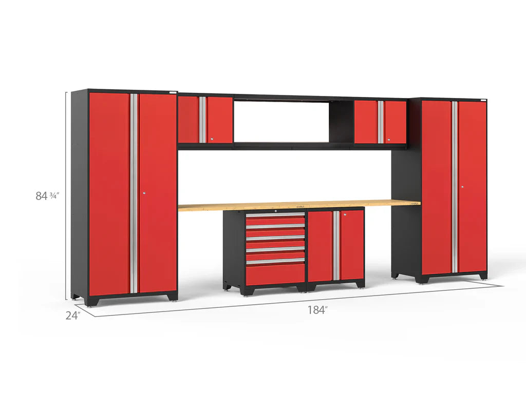 NewAge Garage Cabinets PRO Series Red 9-Piece Set