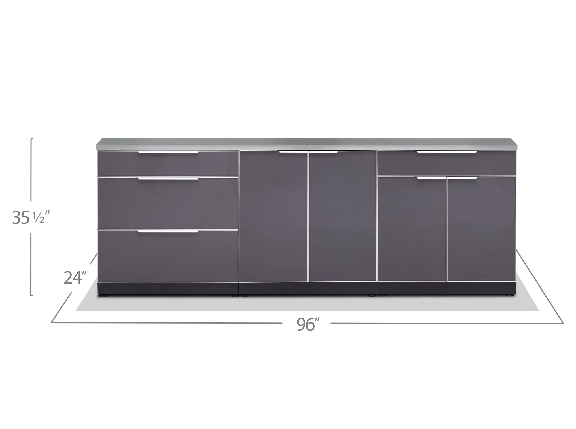 Newage Outdoor Kitchen 3 PC Cabinet Set in Slate Gray - 65284