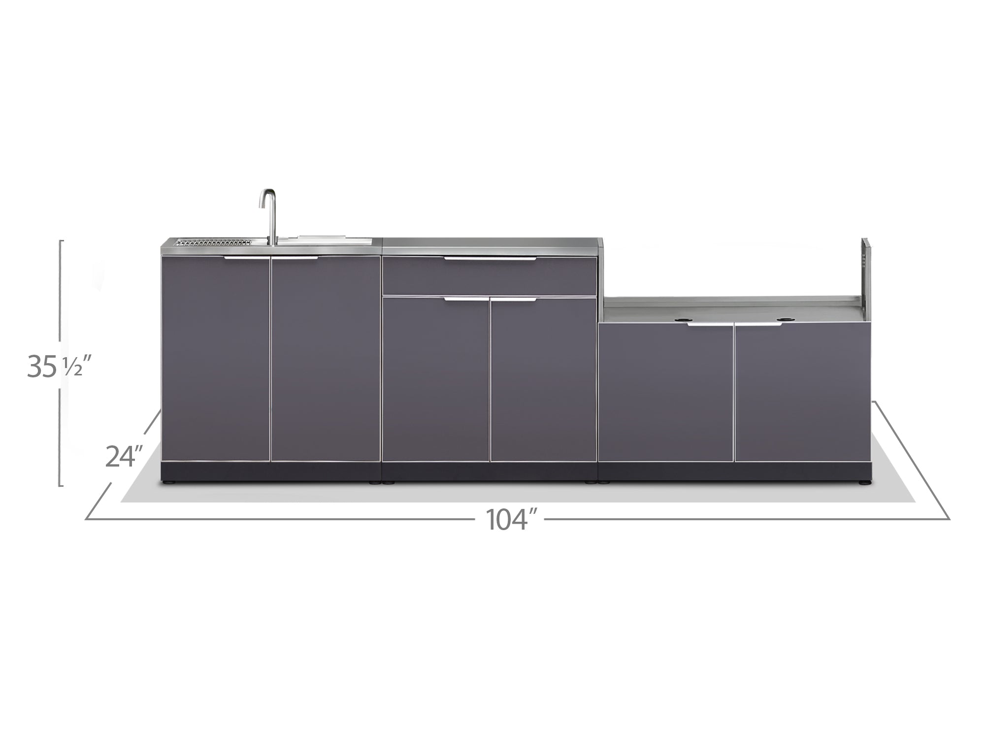 Newage Outdoor Kitchen 3 PC Cabinet Set in Slate Gray - 65294
