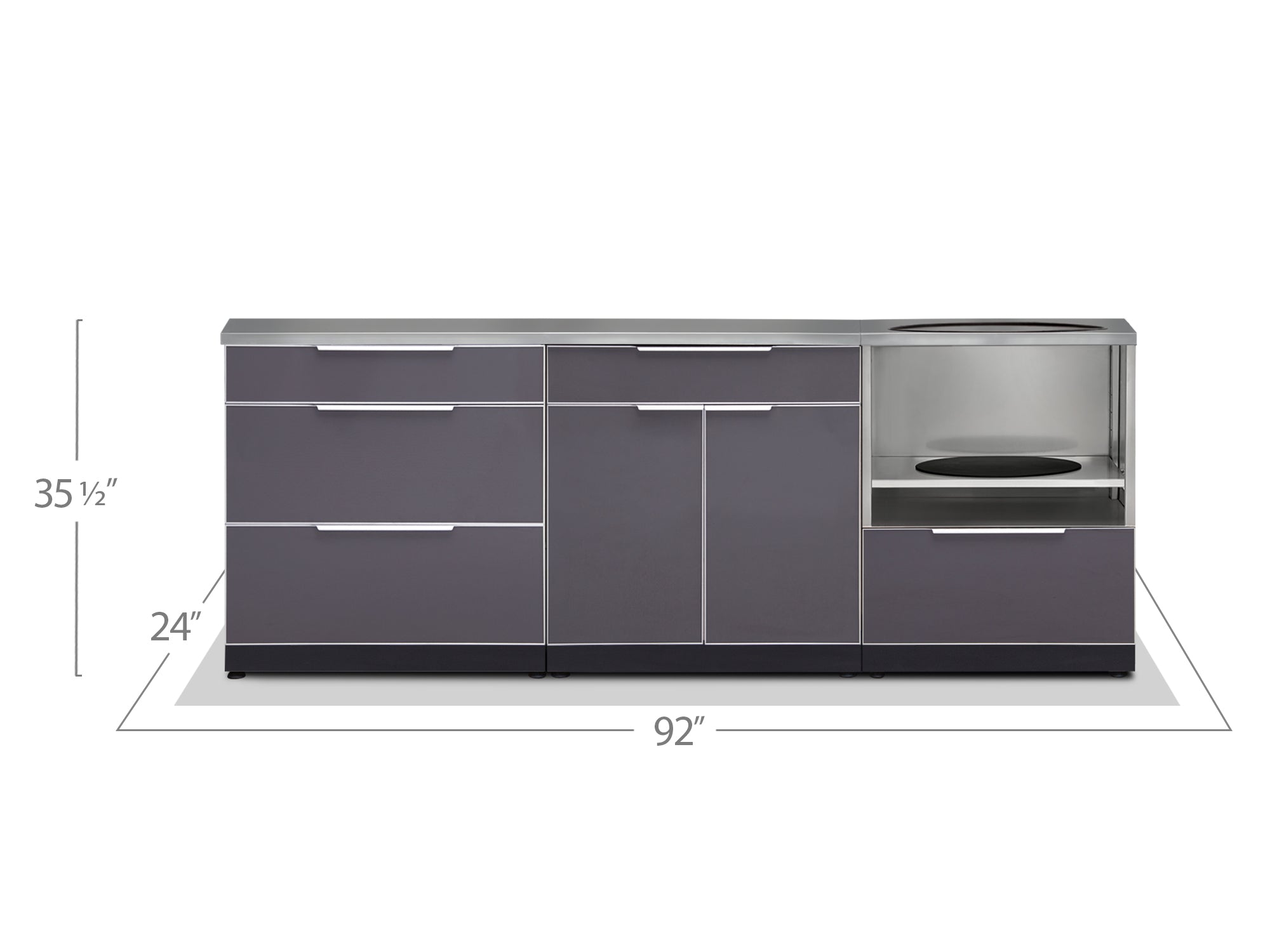 Newage Outdoor Kitchen 3 PC Cabinet Set in Slate Gray - 66202