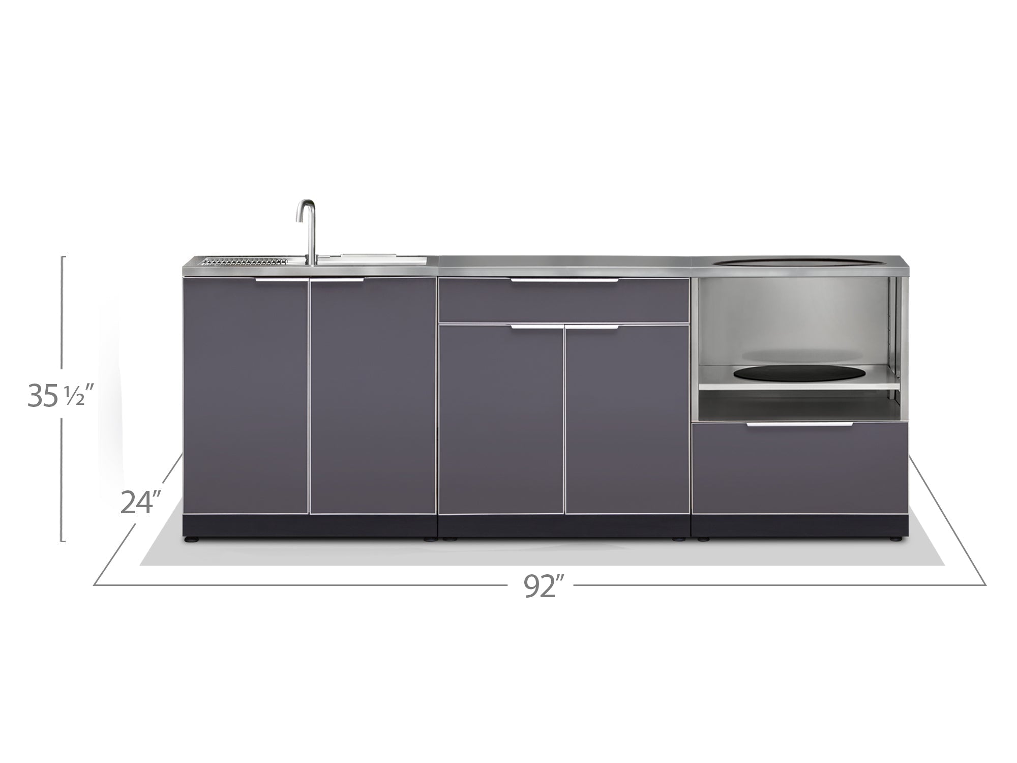 Newage Outdoor Kitchen 3 PC Cabinet Set in Slate Gray - 66223
