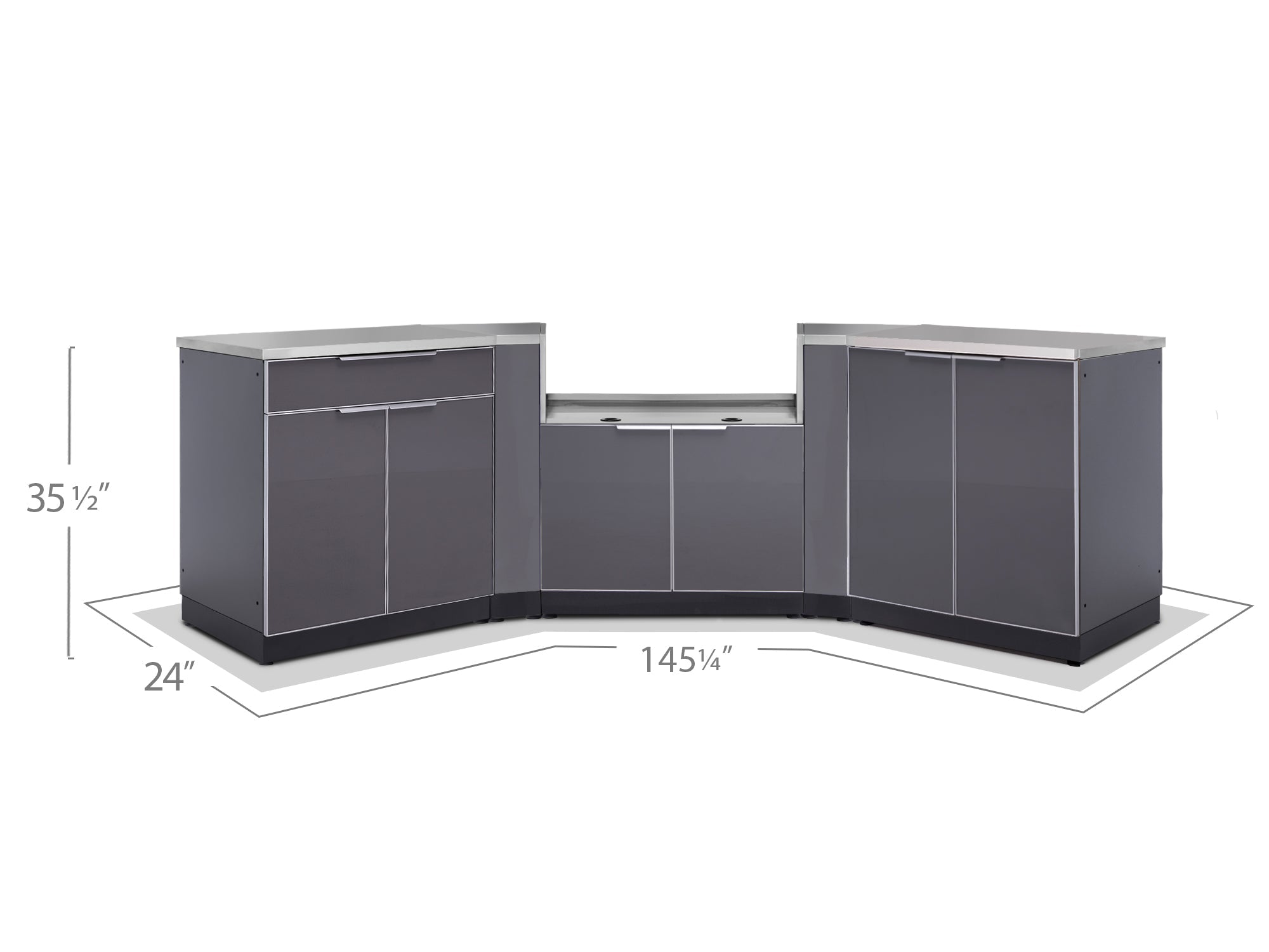 Newage Outdoor Kitchen 4 PC Cabinet Set in Slate Gray - 65285