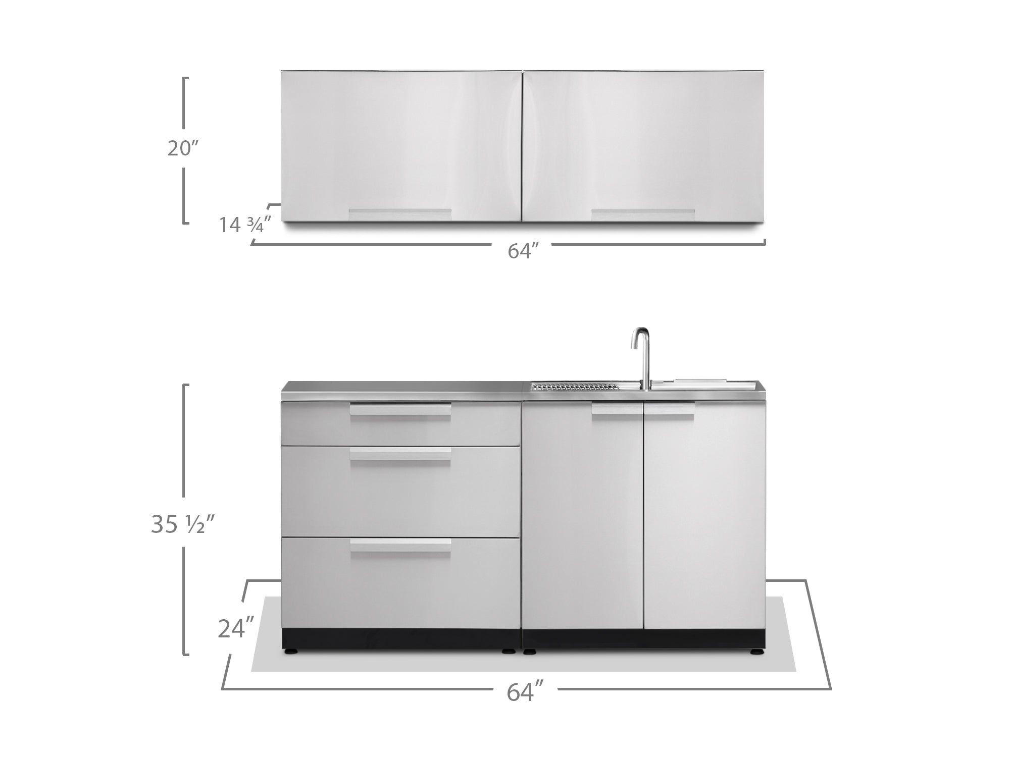 Newage Outdoor Kitchen 4 PC Cabinet Set in Stainless Steel - 66041