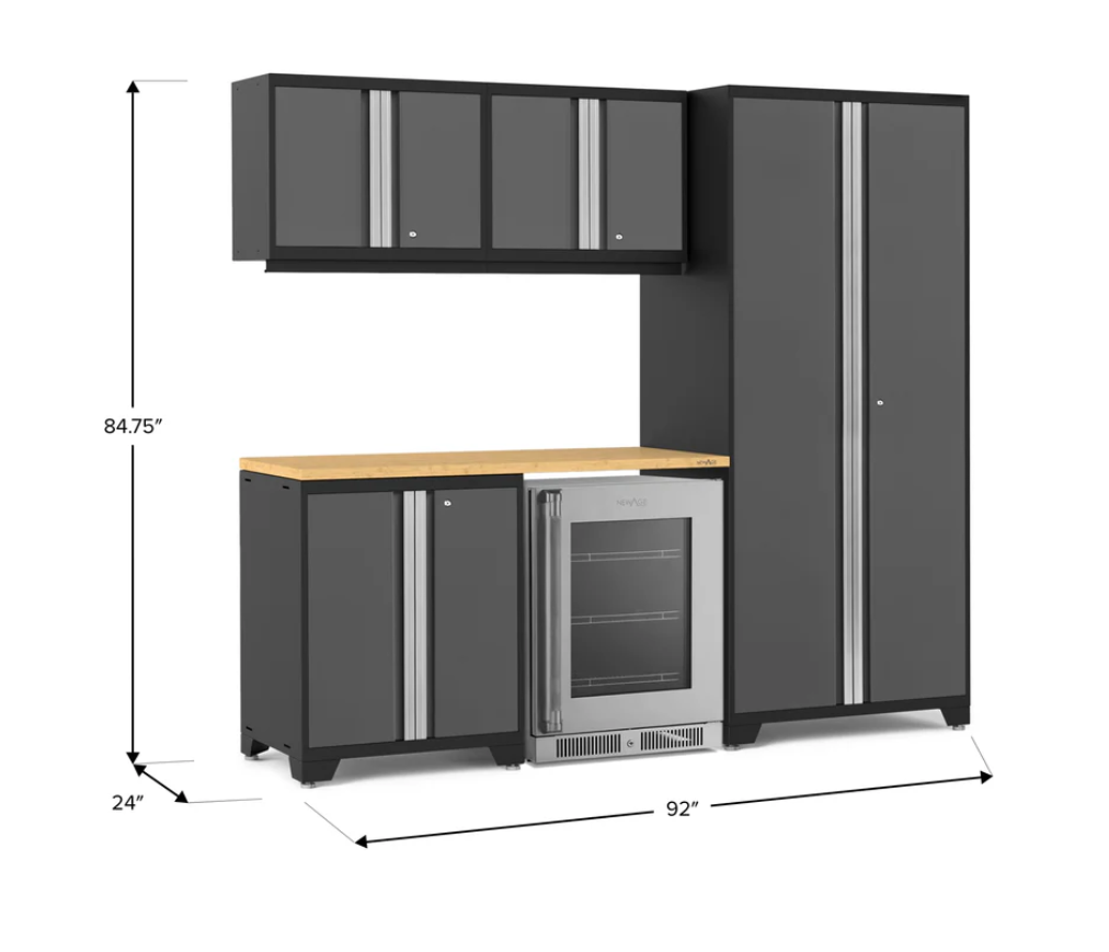 Newage Product Pro Series Grey 6-Piece Set with Bamboo Worktop - 53046