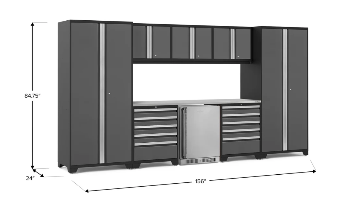 Newage Product Pro Series Grey 9 Piece Set w/ Stainless Steel Worktop - 55042