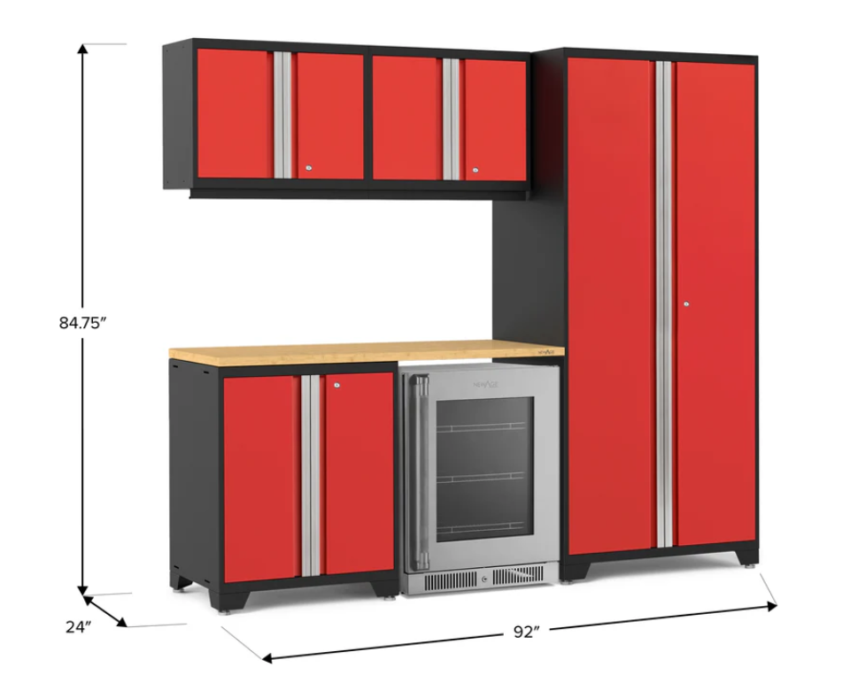 Newage Product Pro Series Red 6-Piece Set with Bamboo Worktop - 53047