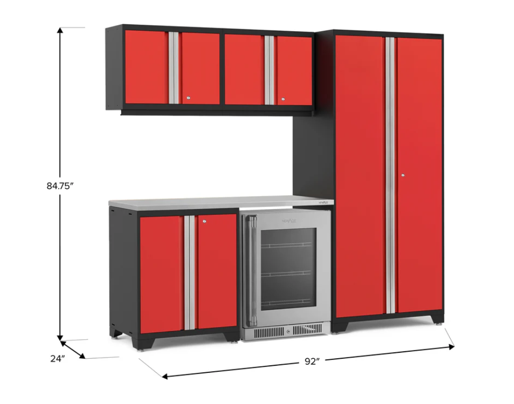 Newage Product Pro Series Red 6-Piece Set with Stainless Steel Worktop - 53043