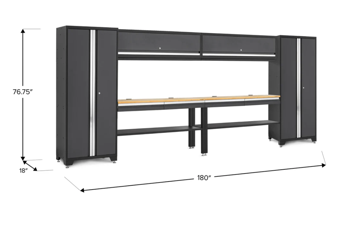 Newage Products Bold Series Gray 8 Piece Set with Bamboo Worktop - 74501