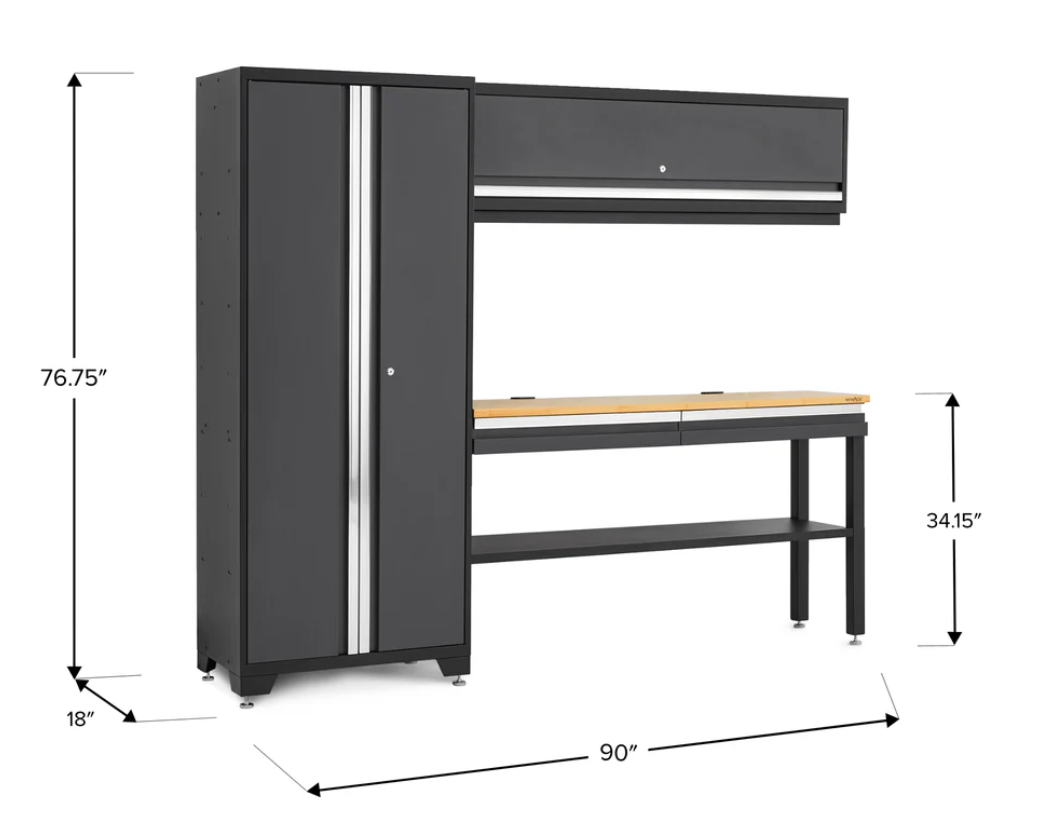 Newage Products Bold Series Gray All-in-one 4 Piece Set with Bamboo Worktop - 73501