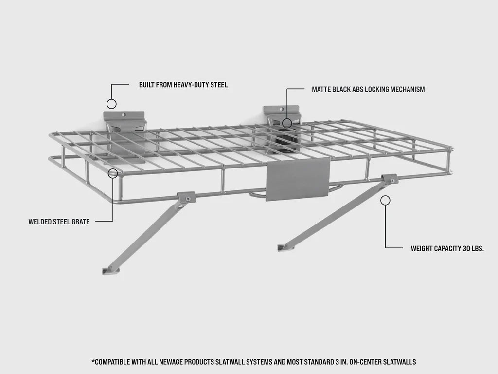 Newage Products Lockable Slatwall 2ft Wire Shelves (Pack