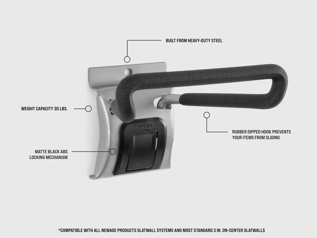 Newage Products Lockable Slatwall 4 in. Loop Hook (Pack