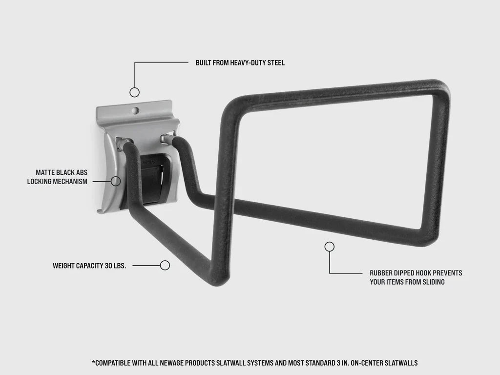 Newage Products Lockable Slatwall Deep Utility Hook (Pack