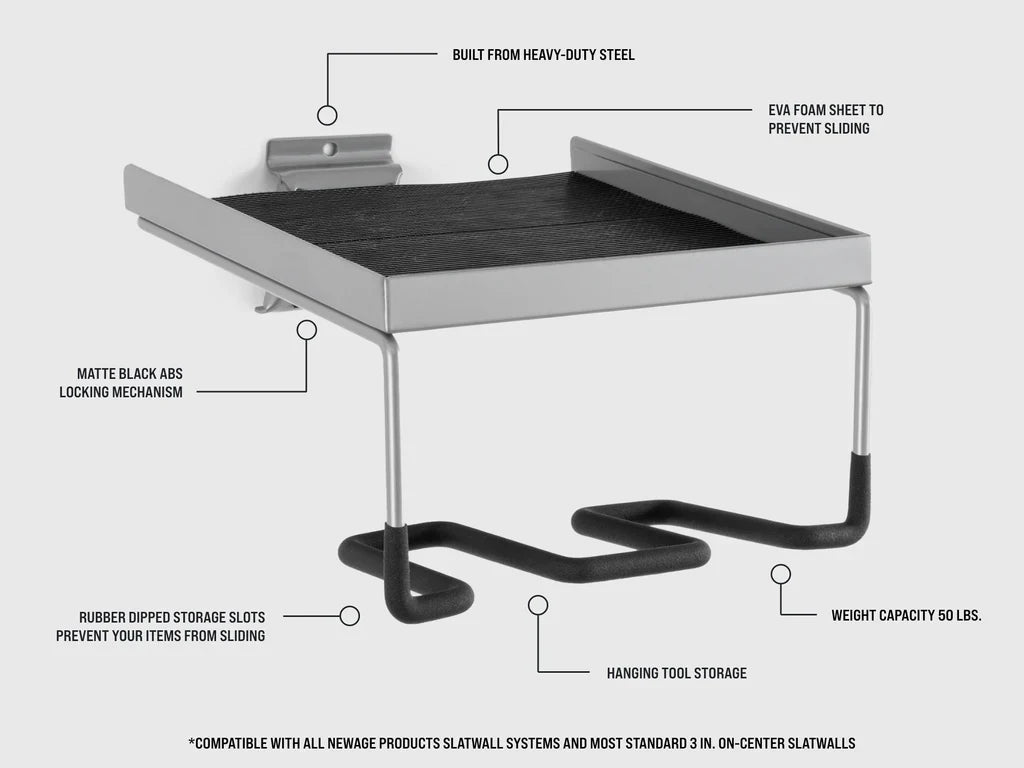 Newage Products Lockable Slatwall Double Power Tool Organizer - 55525