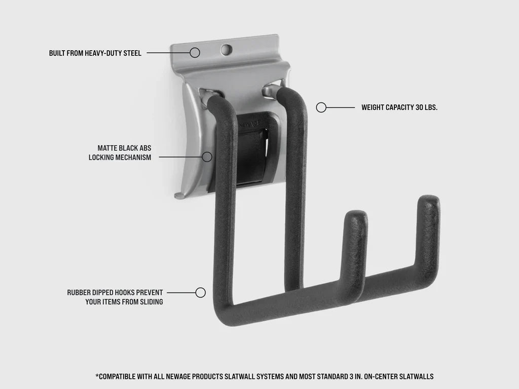 Newage Products Lockable Slatwall J Hook (Pack of 2) - 55530