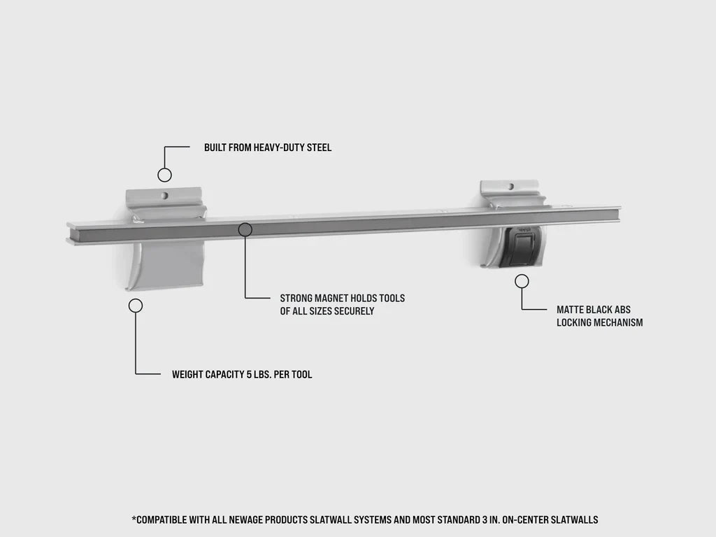 Newage Products Lockable Slatwall Magnetic Tool Bar - 55534