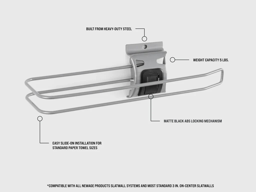Newage Products Lockable Slatwall Paper Towel Holder - 55535