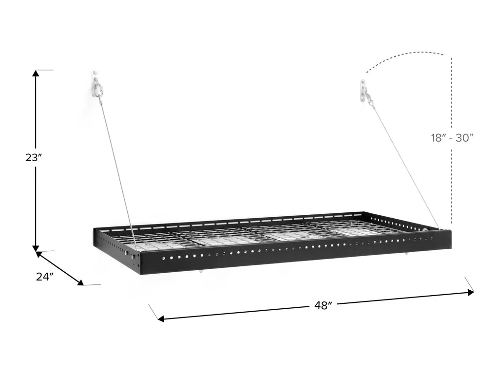Newage Products Pro Series 2 ft. x 4 ft. Wall Mounted Steel Shelf (Black) - 40804