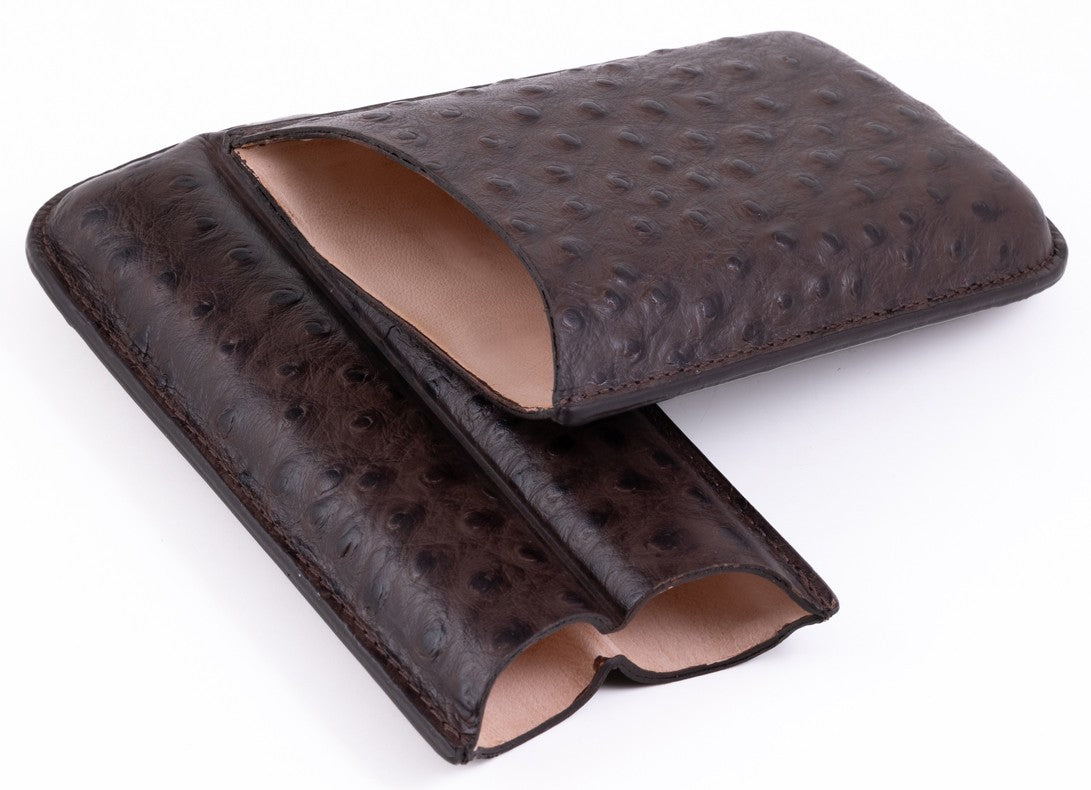 Prestige Import Group Ostrich Style Cigar Case Brown Bonded Leather