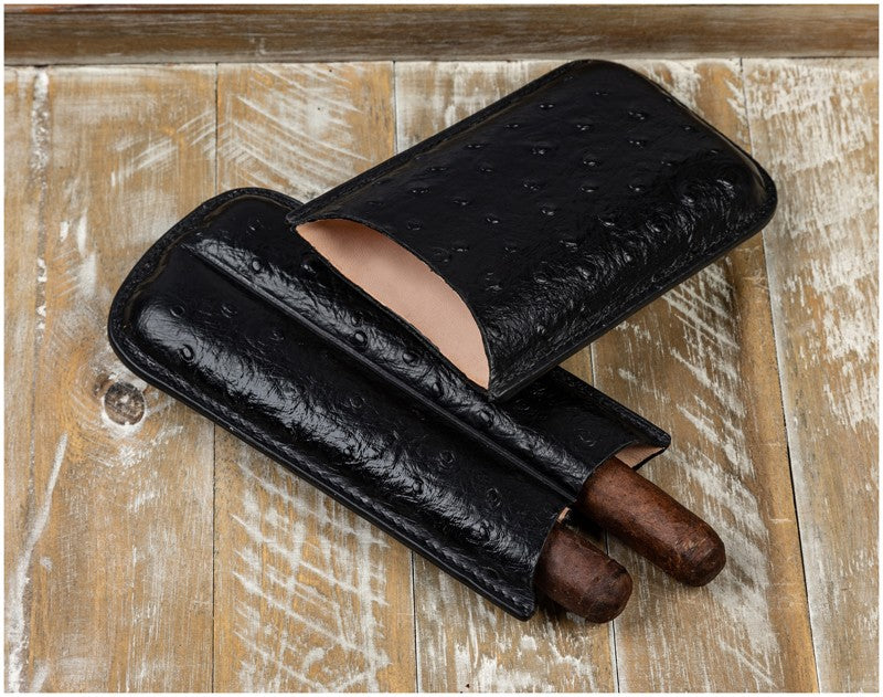 Prestige Import Group 2 Cigar Ostrich Style Case