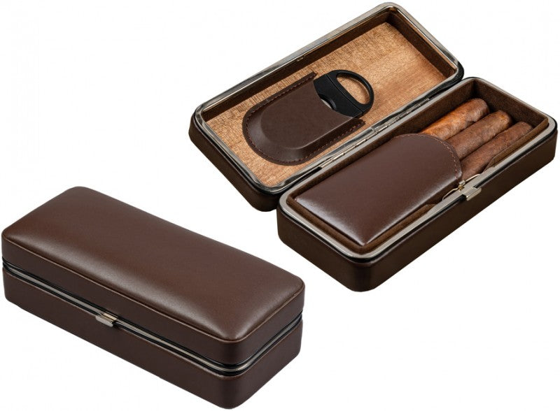 Prestige Import Group - 3 Cigar Folding Leather Travel Case