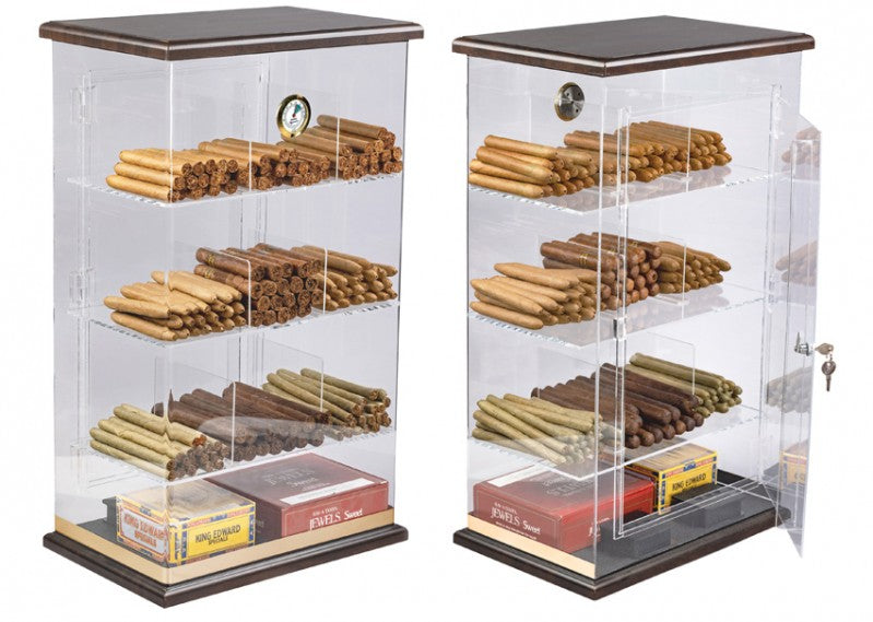 Prestige Import Group Acrylic See-Through Humidor Display Walnut Finish ...