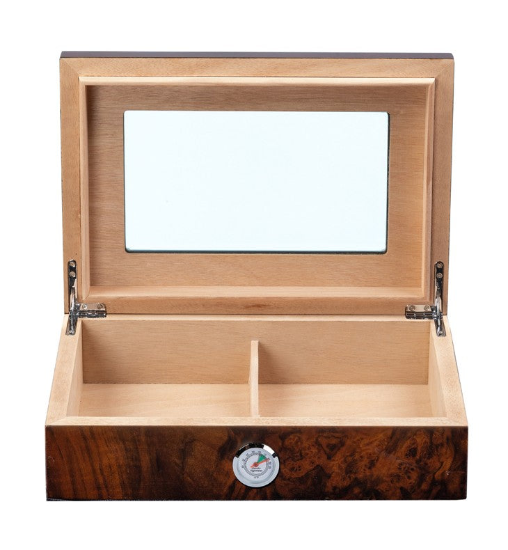 Addison 40-Cigar Walnut Burl Desktop Humidor with Spanish Cedar