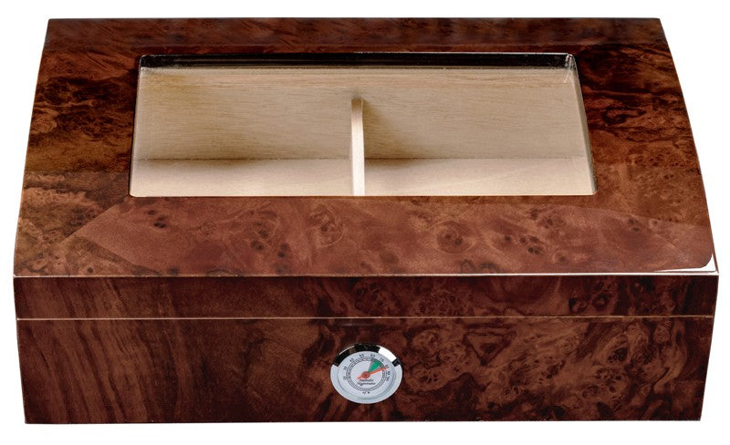 Addison 40-Cigar Walnut Burl Desktop Humidor with Spanish Cedar