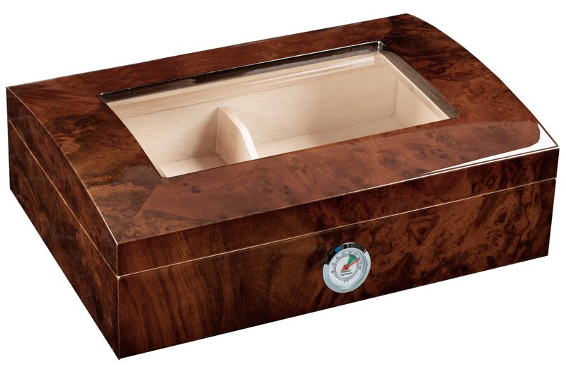 Addison 40-Cigar Walnut Burl Desktop Humidor with Spanish Cedar