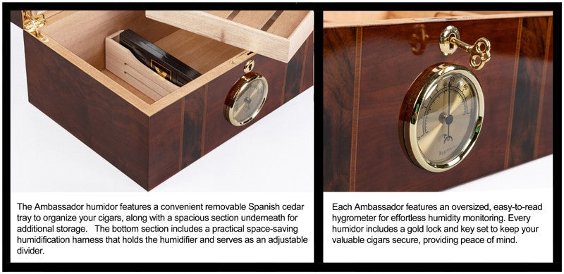 Ambassador Dark Mahogany Desktop Humidor with Spanish Cedar Lining