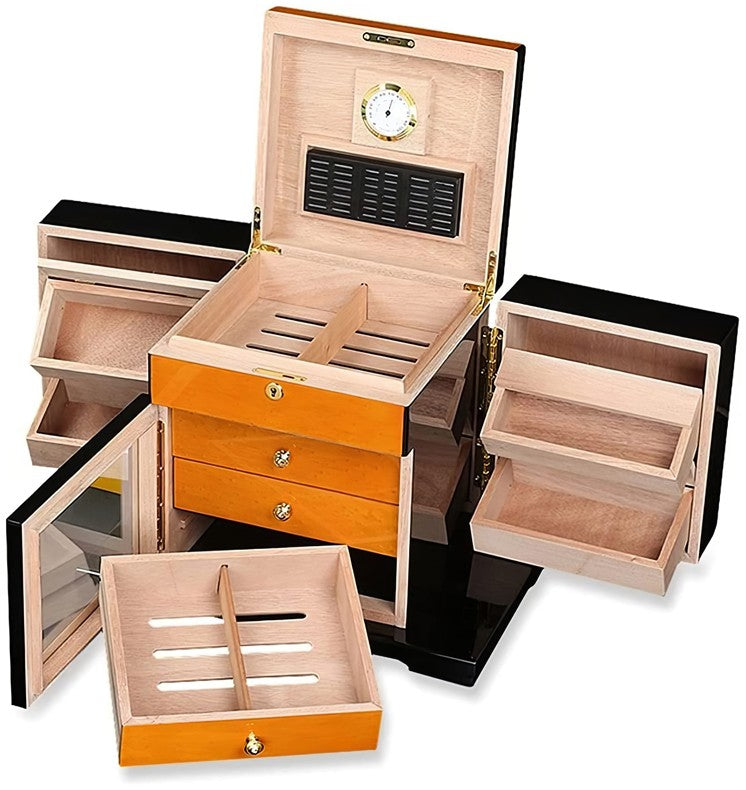 Prestige Import Group Baccus Lacquer Spanish Cedar Desktop Humidor, 200-Capacity