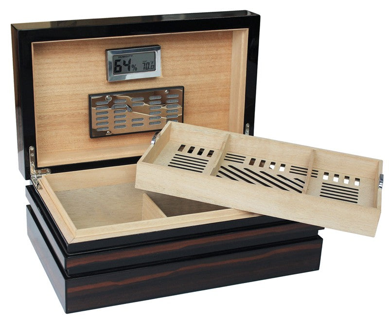 BastionBloc Ebony Lacquer Desktop Cigar Humidor with Cedar