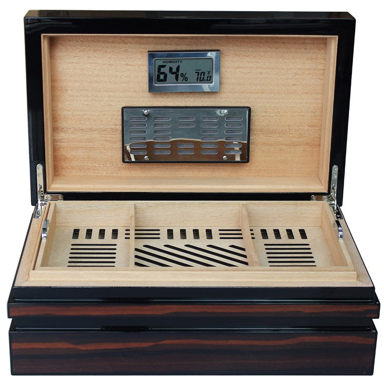 BastionBloc Ebony Lacquer Desktop Cigar Humidor with Cedar
