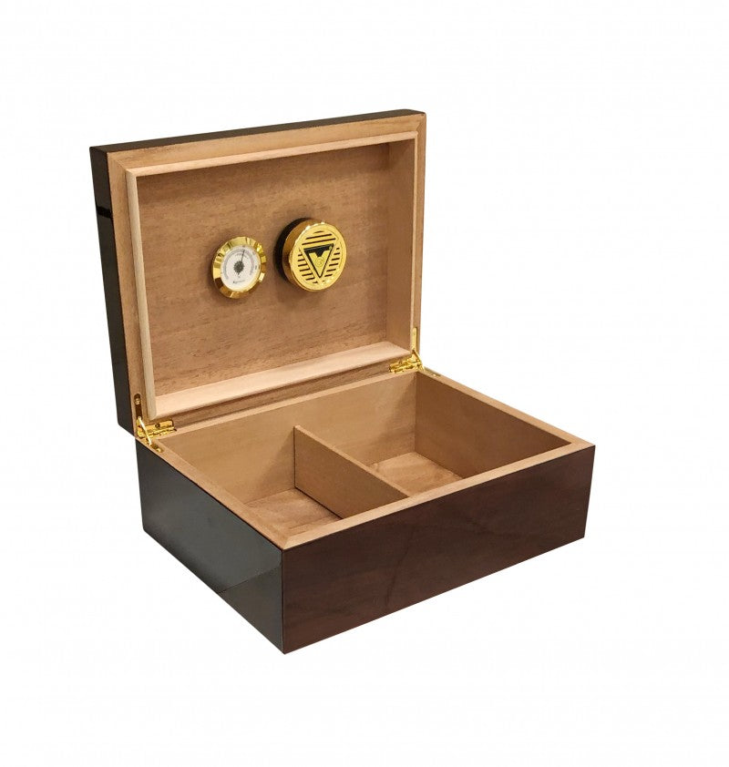 Prestige Import Group Bellevue 50-60 Count Mahogany Lacquer Desktop Cigar Humidor With Hygrometer