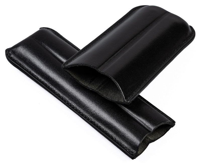Prestige Import Group Black Bonded Leather 2-Cigar Sleeve Case Fits 7.5"