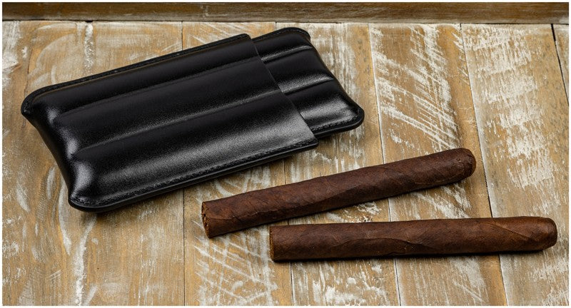 Prestige Import Group Black Bonded Leather 3-Cigar Travel Sleeve Case