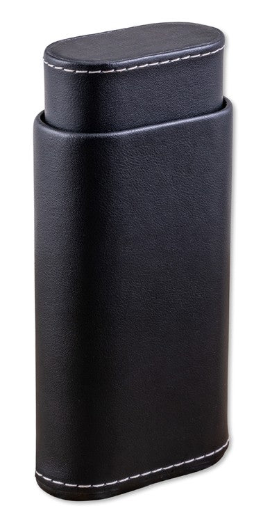 Prestige Import Group Black Leather 3-Cigar Travel Case Spanish Cedar