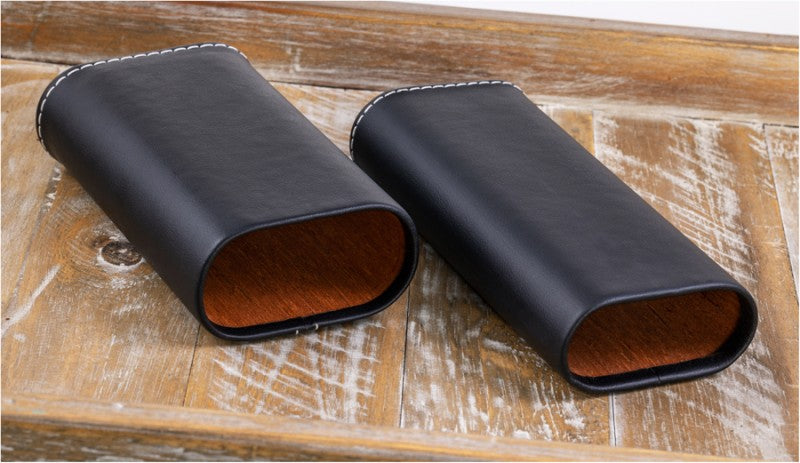 Prestige Import Group Black Leather 3-Cigar Travel Case Spanish Cedar
