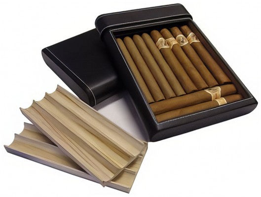 Prestige Import Group Black PVC Leather 6-Cigar Travel Humidor