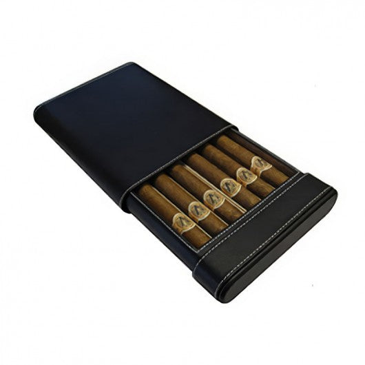 Prestige Import Group Black PVC Leather 6-Cigar Travel Humidor