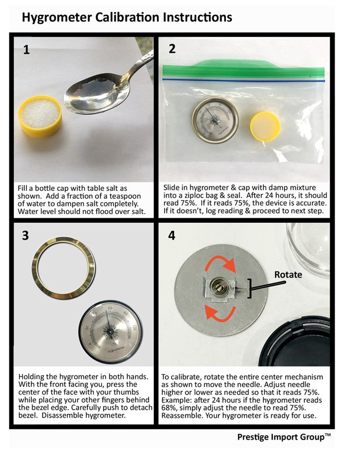 Prestige Import Group Brass Finish Frame Hygrometer Analog Humidor Gauge