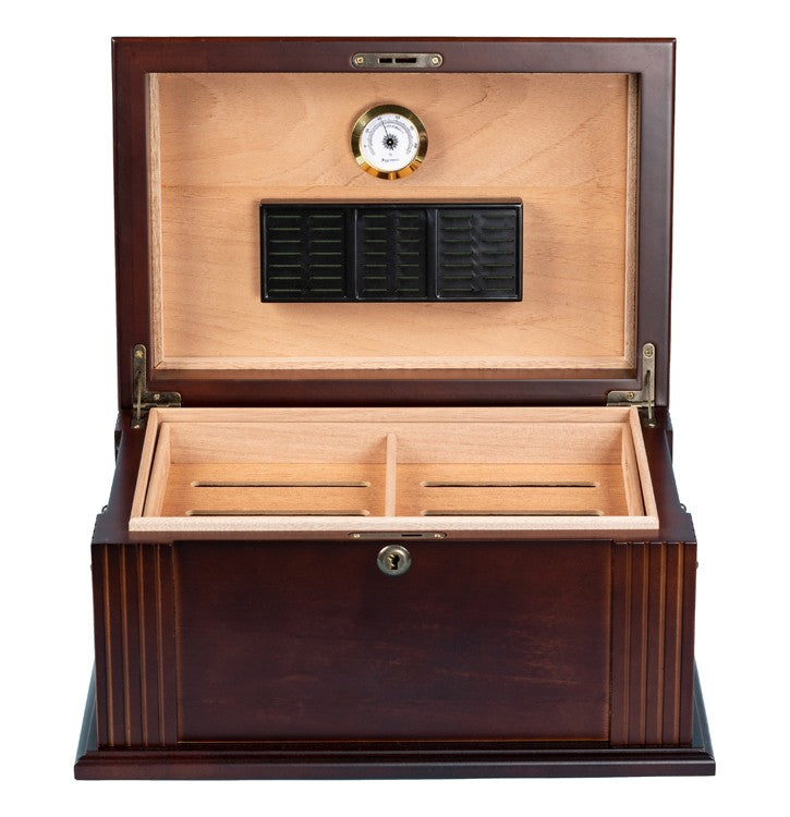 Caesar 50-Cigar Antique Walnut Desktop Humidor with Spanish Cedar Interior