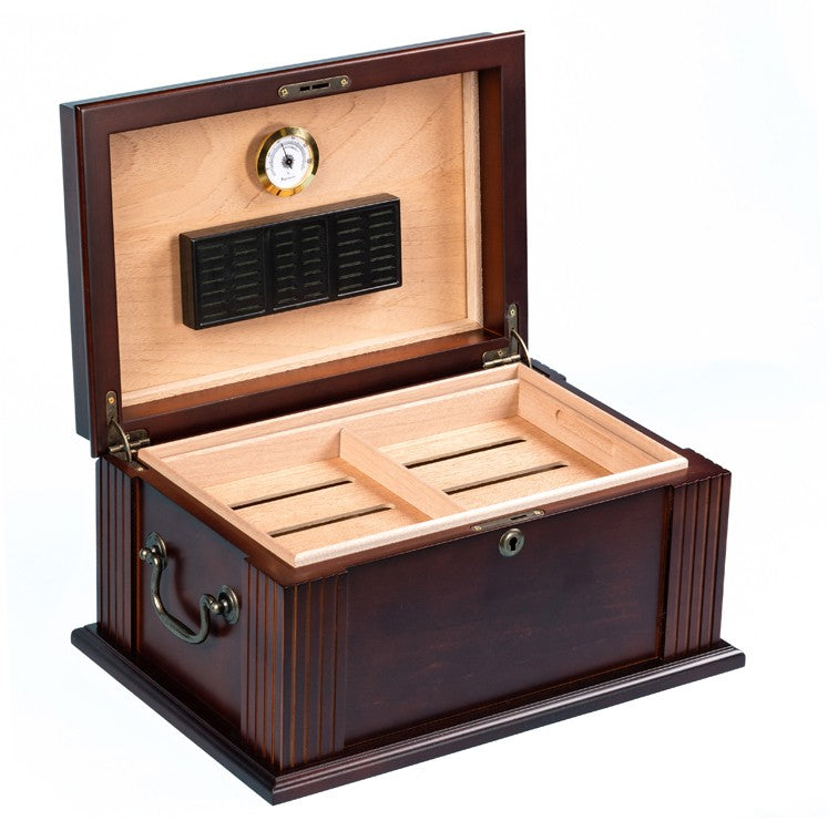Caesar 50-Cigar Antique Walnut Desktop Humidor with Spanish Cedar Interior