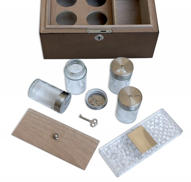 Cannabis Cachet Mahogany Humidor With Glass Jars, Lock & Humidifier