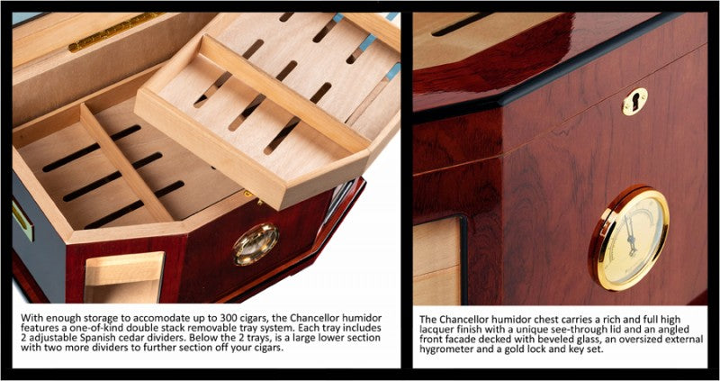 Prestige Import Group Chancellor Desktop Humidor Mahogany Spanish Cedar Lined